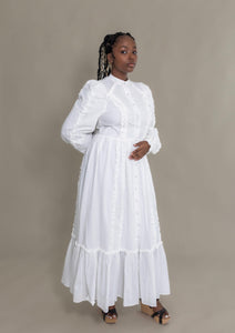 White Ruffled Shirt Dress