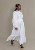 Load image into Gallery viewer, White Ruffled Shirt Dress
