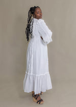 Load image into Gallery viewer, White Ruffled Shirt Dress

