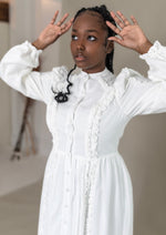 Load image into Gallery viewer, White Ruffled Shirt Dress
