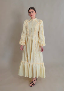 Butter Yellow Ruffled Shirt Dress