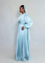 Load image into Gallery viewer, Maya Icy Blue Pleated Gown
