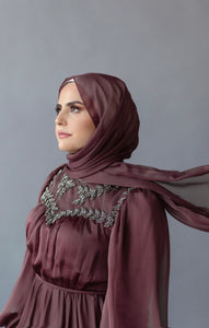 Nadine Terracotta Beaded Bib Gown- Final Sale
