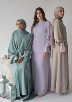 Load image into Gallery viewer, Teal Jeweled Abaya Set (3 Pc)

