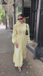 Load and play video in Gallery viewer, Butter Yellow Ruffled Shirt Dress
