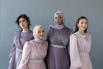 Load image into Gallery viewer, Esma Blush Pink Shimmering Belted Gown
