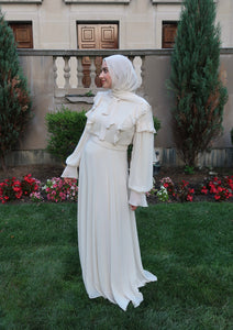 Ivory Ruffled Tie-Neck Dress - Final Sale