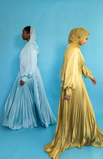 Load image into Gallery viewer, Maya Icy Blue Pleated Gown
