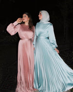 Load image into Gallery viewer, Maya Icy Blue Pleated Gown
