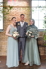 Load image into Gallery viewer, Esma Sage Green Shimmering Belted Gown
