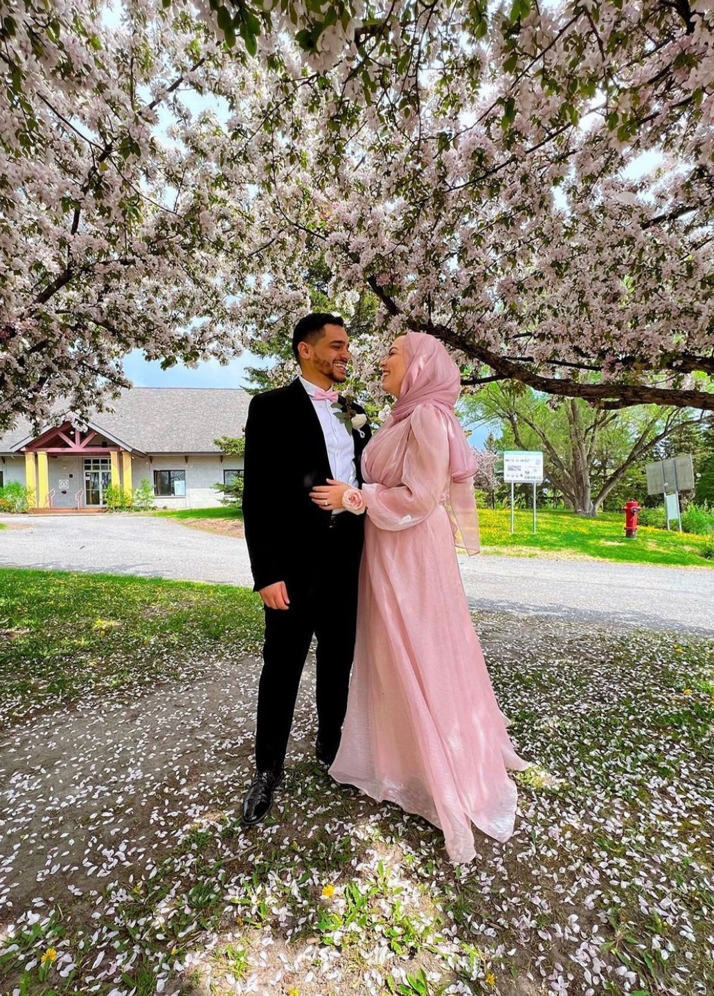 Esma Blush Pink Shimmering Belted Gown