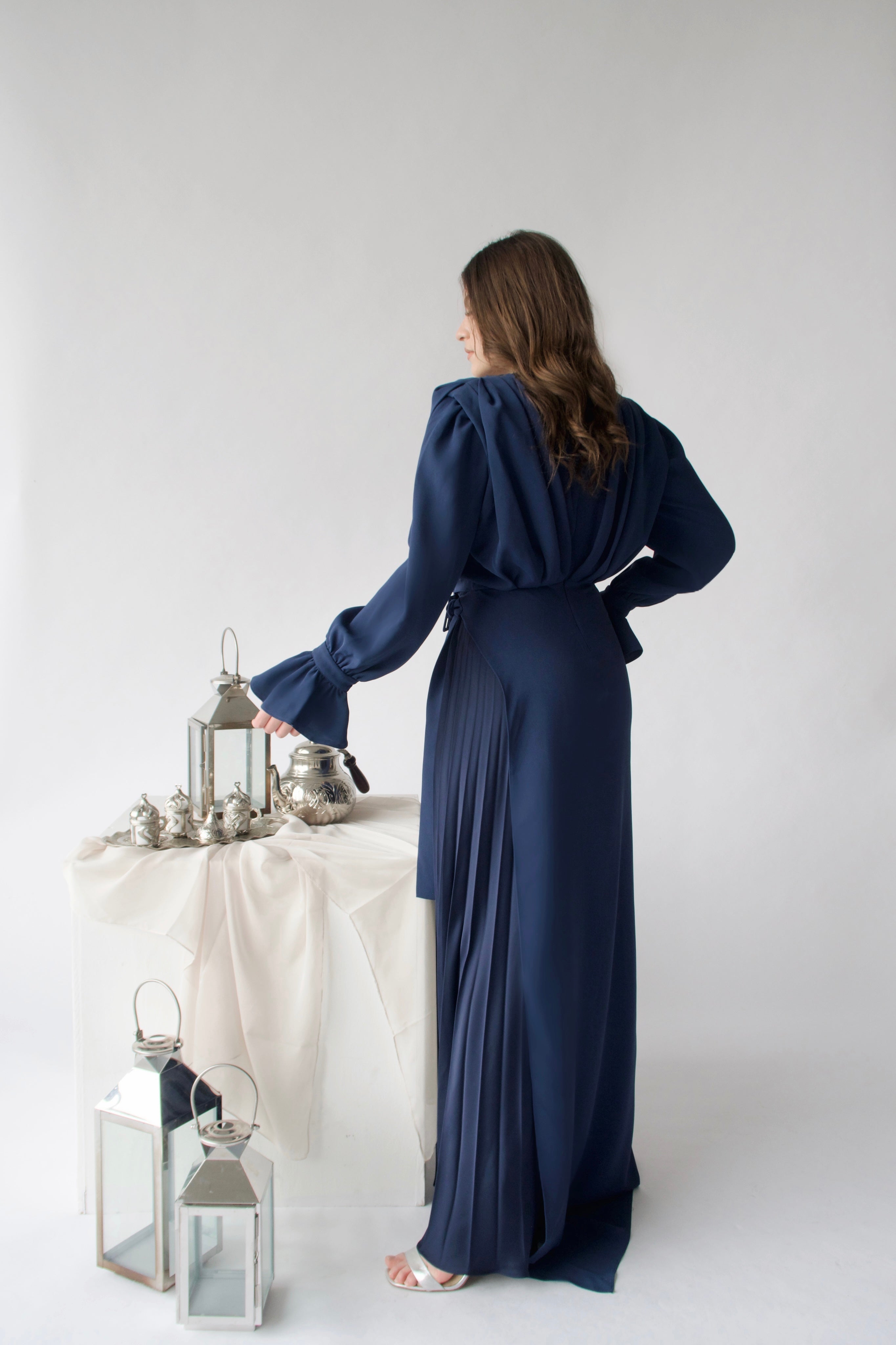 Navy Asymmetric Tunic Set (2 Pc)