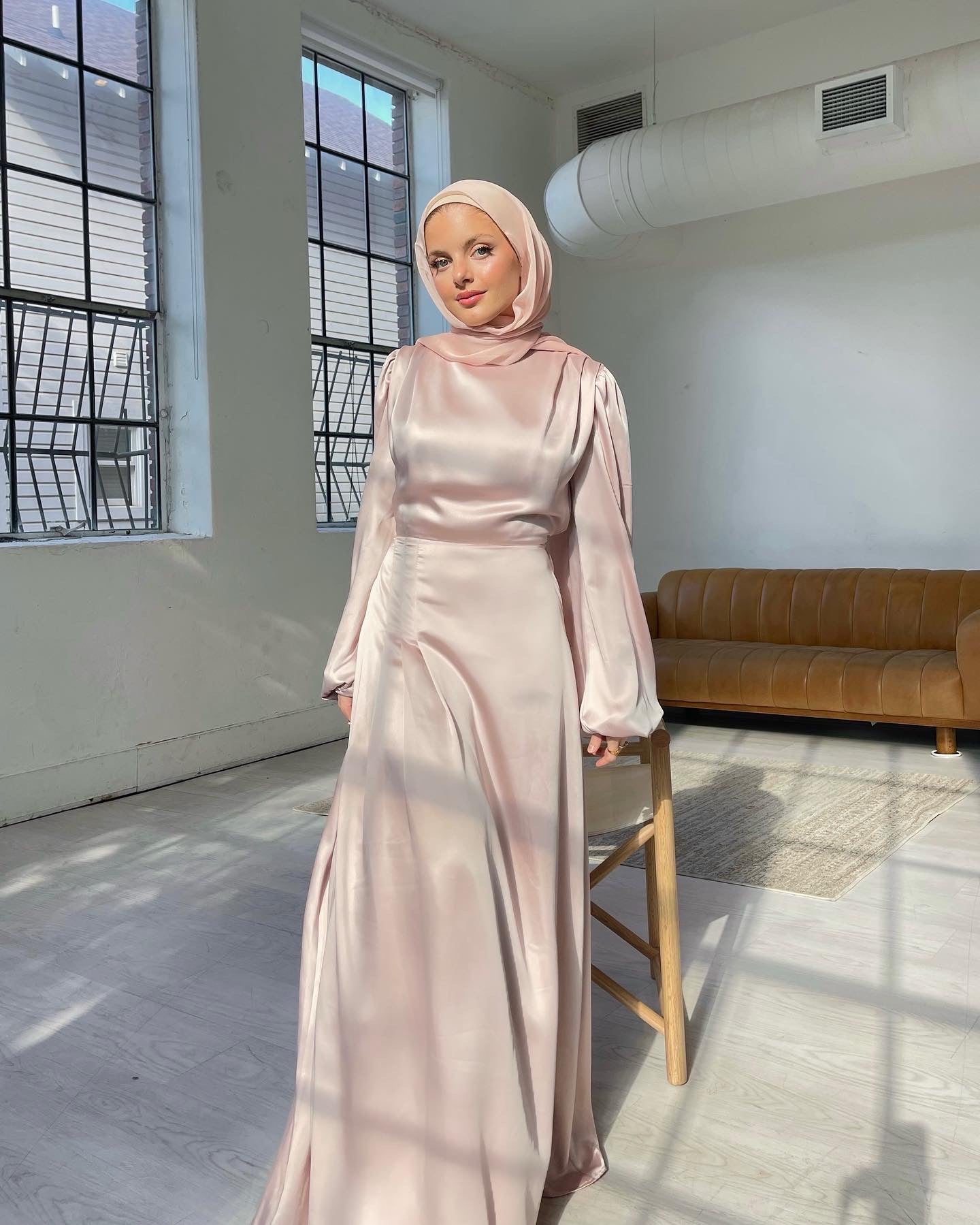 Pearl Pink Cowl Satin Dress