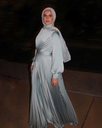 Load image into Gallery viewer, Maya Icy Blue Pleated Gown
